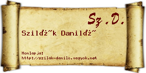 Szilák Daniló névjegykártya